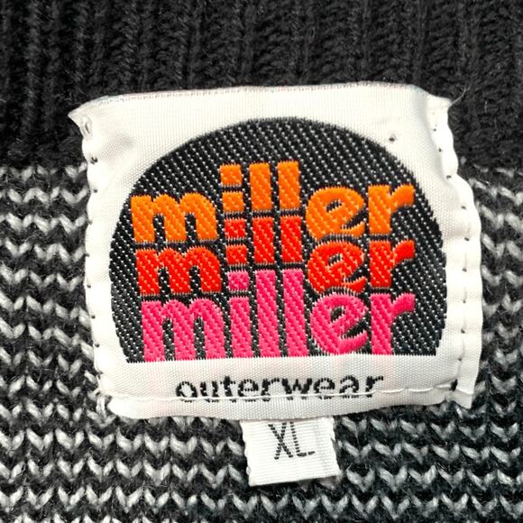 Vintage 1980s Miller Outerwear End of the Trail Sweater XL Black White Native - Picture 4 of 7
